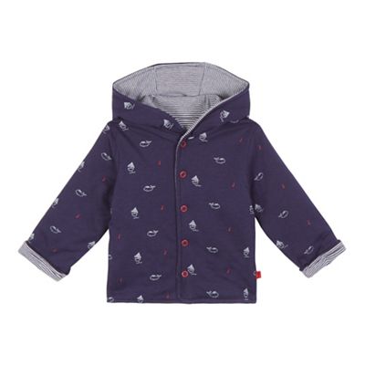 Baby boys' navy boat and whale print reversible jacket